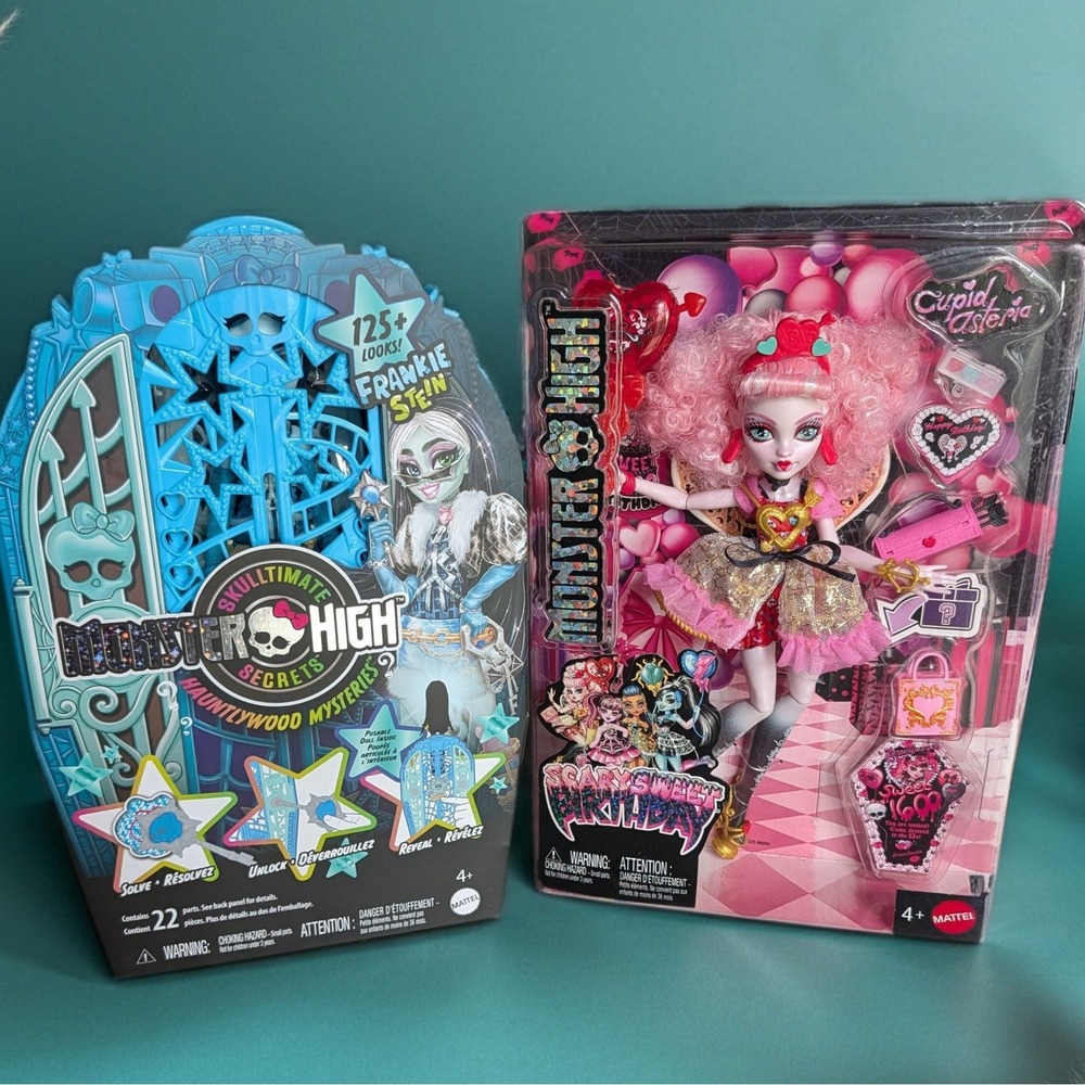 NIB Monster High Skulltimate Secrets Frankie & Scary Sweet Cupid Asteria Set